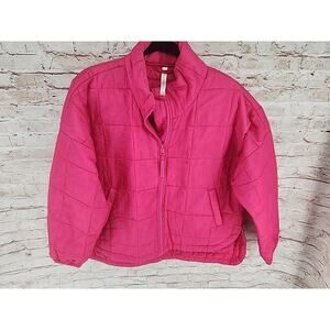 Fabletics Lightweight Quilt Jacket Size XS Pink Zip Front
